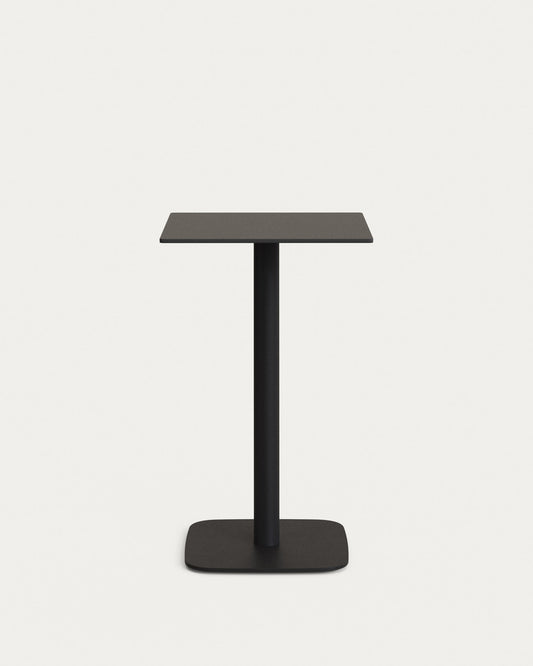 Dina high outdoor table in black with metal leg in a painted black finish, 60 x 60 x 96 cm