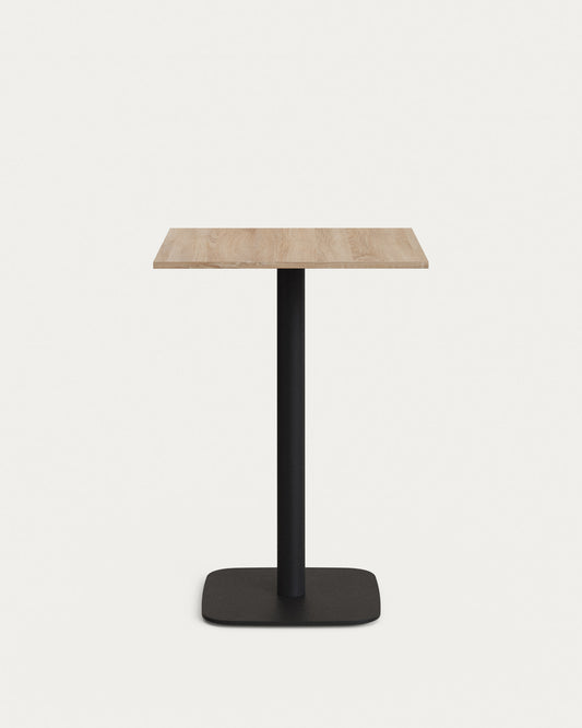 Dina high table in natural finish melamine with metal leg in a painted black finish, 60x60x96 cm