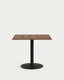 Esilda table in walnut finish melamine with metal leg in a painted black finish, 90 x 90 x 70 cm
