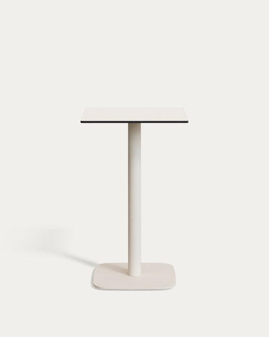 Dina high outdoor table in white with metal leg in a painted white finish, 60x60x96 cm