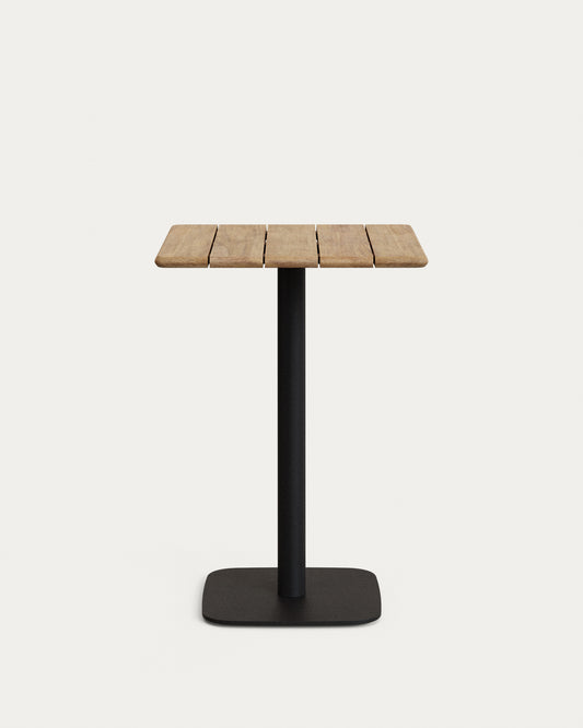 Saura square high bar table black steel frame natural finish acacia top 96x70x70cm FSC100%
