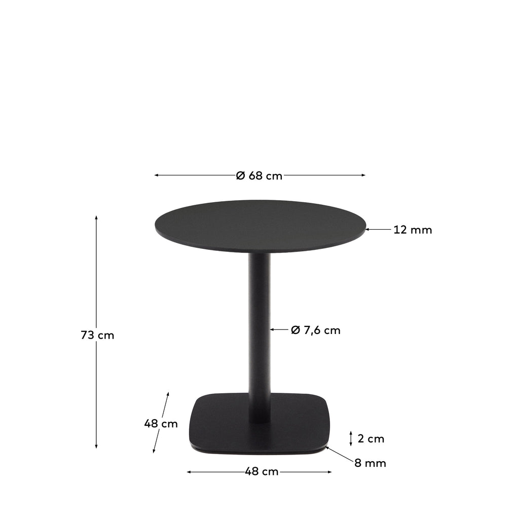 Dina round outdoor table in black with metal legal in a painted black finish, Ø 68x70 cm