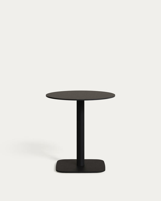 Dina round outdoor table in black with metal legal in a painted black finish, Ø 68x70 cm
