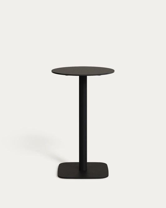 Dina high round outdoor table in black with metal leg in a painted black finish, Ø 60x96 cm