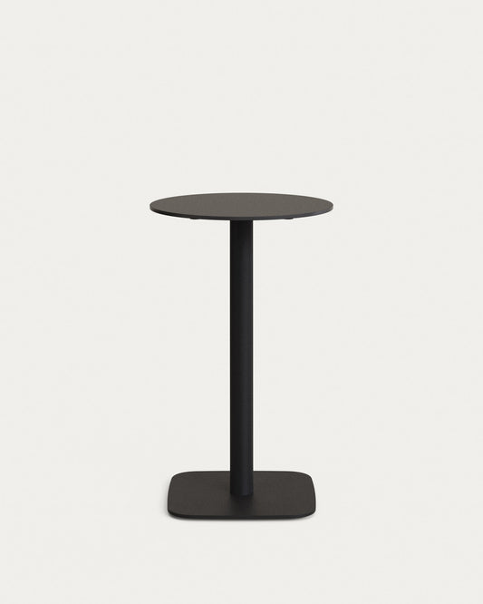 Dina high round outdoor table in black with metal leg in a painted black finish, Ø 60x96 cm