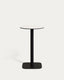 Dina high round outdoor table in white with metal leg in a painted black finish, Ø60x96 cm