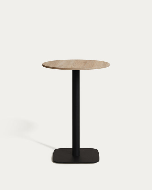 Dina high round table in natural finish melamine with metal leg in a painted black finish, Ø 60x96 cm