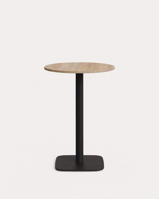 Dina high round table in natural finish melamine with metal leg in a painted black finish, Ø 60x96 cm