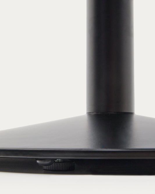 Esilda round table in walnut finish melamine with metal leg in a painted black finish, Ø90x70cm