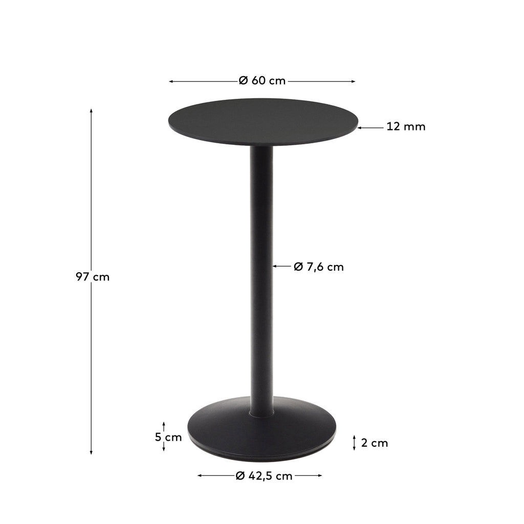 Esilda high round outdoor table in black with metal leg in a painted black finish, Ø 60 x 96 cm