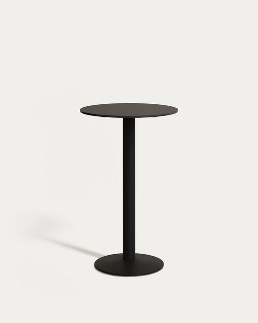 Esilda high round outdoor table in black with metal leg in a painted black finish, Ø 60 x 96 cm