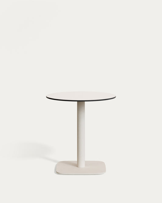 Dina round outdoor table in white with metal legal in a painted white finish, Ø 68x70cm