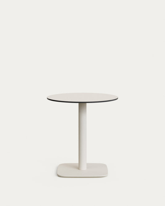 Dina round outdoor table in white with metal legal in a painted white finish, Ø 68x70cm