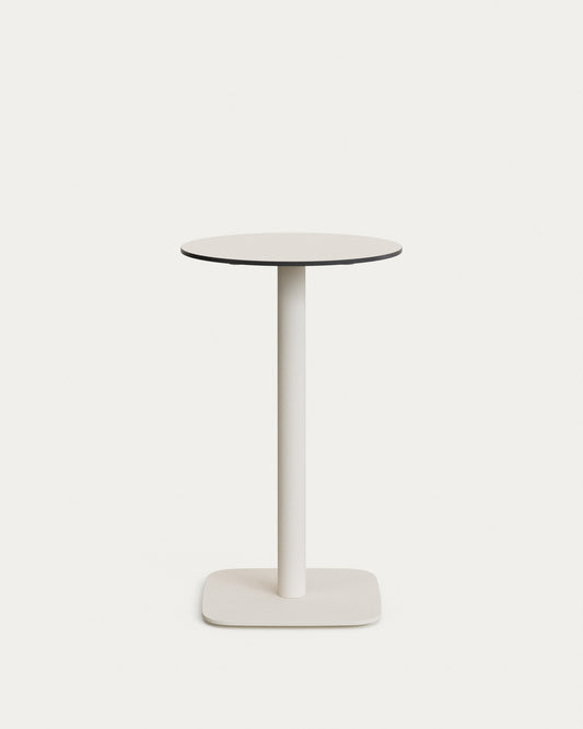 Dina high round outdoor table in white with metal leg in a painted white finish, Ø 60 x 96 cm