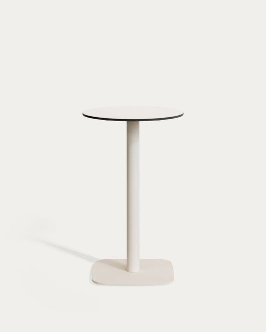 Dina high round outdoor table in white with metal leg in a painted white finish, Ø 60 x 96 cm