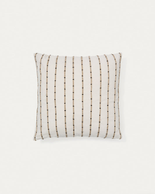 Auila 100% cotton cushion cover with a jute embroidery feature, 45 x 45 cm