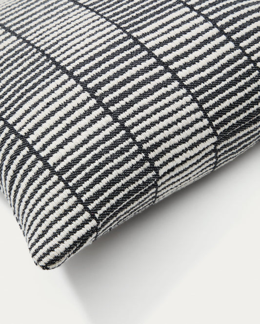 Levu black and white striped, 100% linen cushion cover, 45 x 45 cm