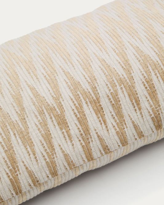 Sigato beige and ecru viscose and cotton, 50 x 30 cm