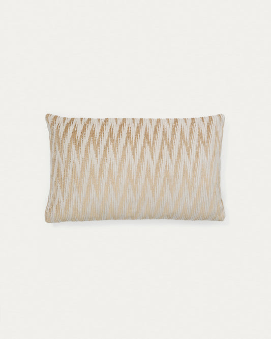 Sigato beige and ecru viscose and cotton, 50 x 30 cm