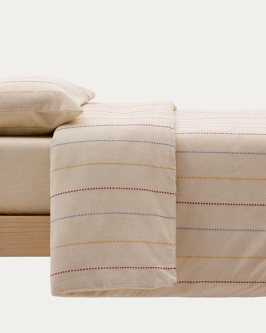 Indani bed set, duvet cover, pillowcase, bottom sheet, organic cotton, stripes for 70 cm bed