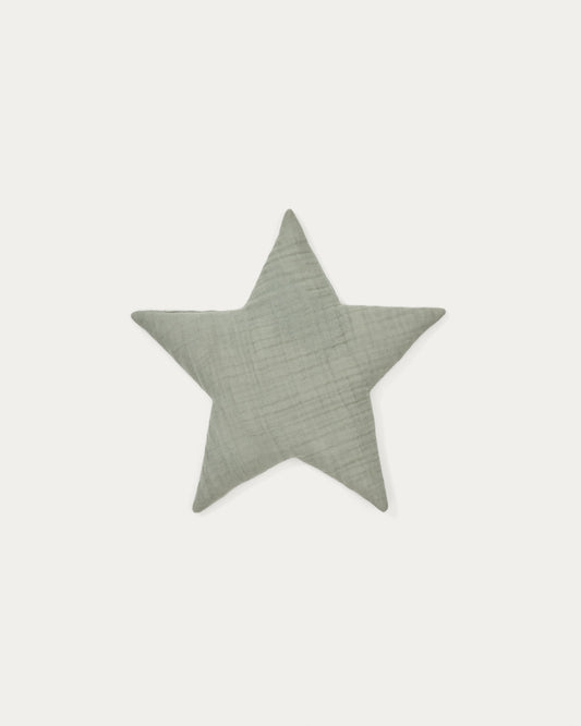 Laily star-shaped, green cushion made of 100% organic cotton, 30 x 30 cm