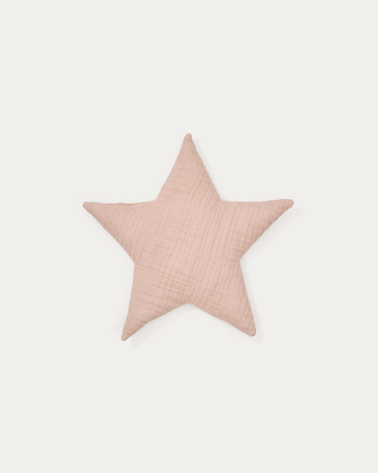 Laily star-shaped, pink cushion made of 100% organic cotton, 30 x 30 cm