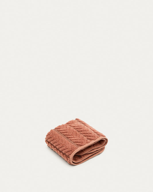 Rune 100% cotton, terracotta jacquard guest towel, 30 x 50 cm