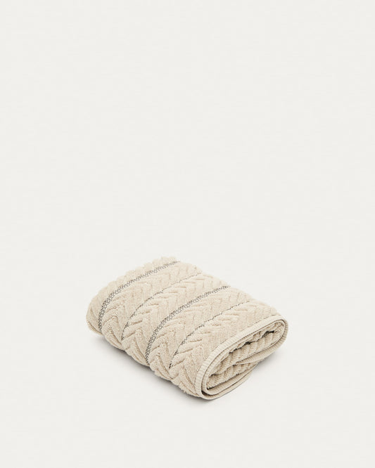 Rune 100% cotton, beige jacquard hand towel, 50 x 90 cm