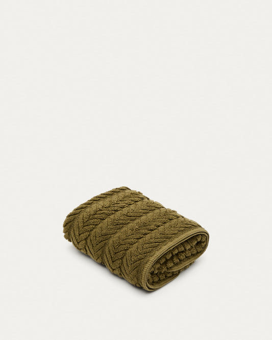 Rune 100% cotton, green jacquard hand towel, 50 x 90 cm