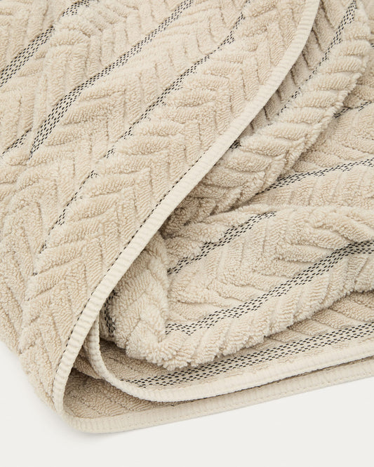 Rune 100% cotton, beige jacquard bath towel, 70 x 140 cm