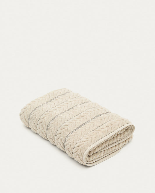 Rune 100% cotton, beige jacquard bath towel, 70 x 140 cm