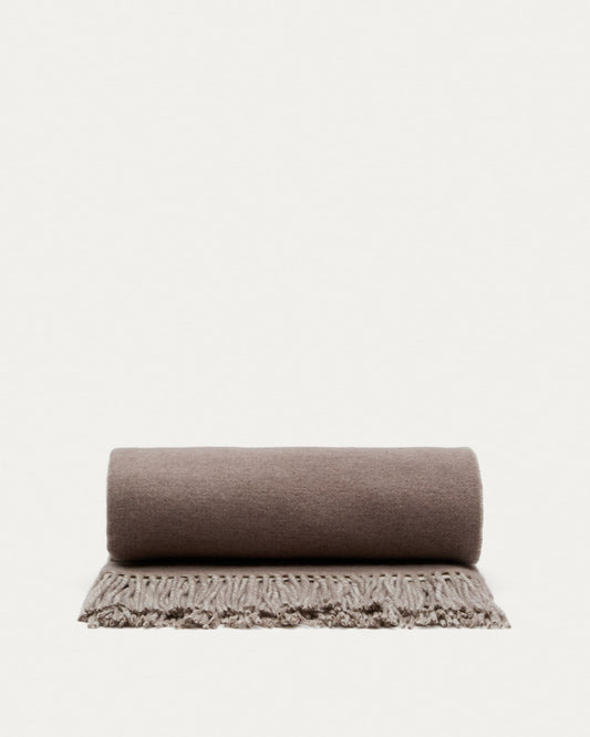 Daiara double-sided blanket blends a brown wool melange and beige, 170 x 130 cm