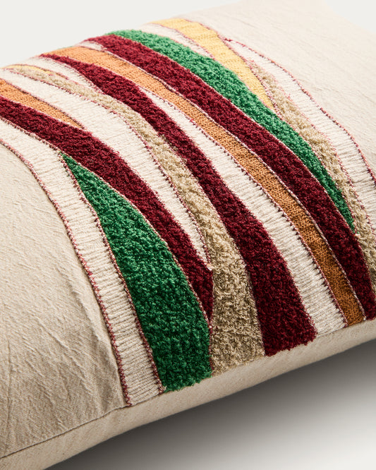 Sirea cotton cushion cover with multicoloured embroidered detail 40 x 60 cm