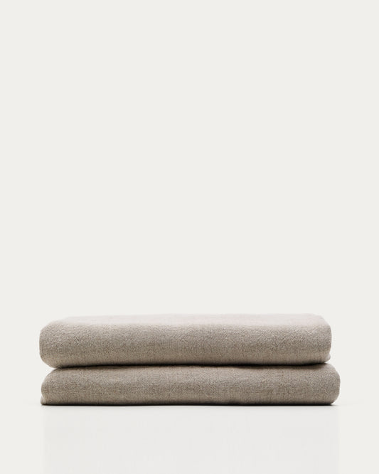 Tandi beige 100% linen bedspread for 150/160cm bed