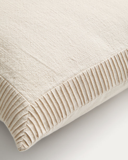 Luadia cotton cushion cover with ecru pleated detail 50 x 50cm
