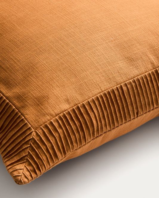 Luadia cotton cushion cover with orange pleated detail 50 x 50cm