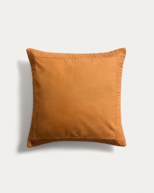Luadia cotton cushion cover with orange pleated detail 50 x 50cm