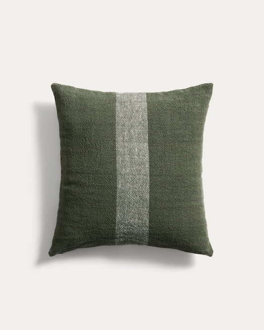 Nurei green cotton and linen cushion cover 50 x 50cm