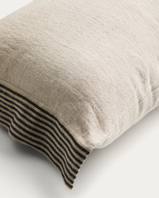 Disea beige linen cushion cover with black striped detail 40 x 60 cm