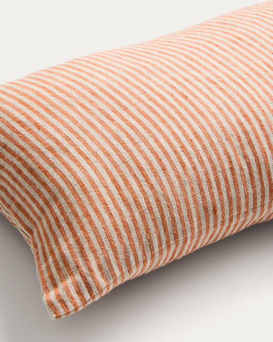 Oriade orange striped linen cushion cover 30 x 50cm
