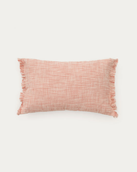 Mirea terracotta cotton jacquard cushion cover with fringing 40 x 60cm