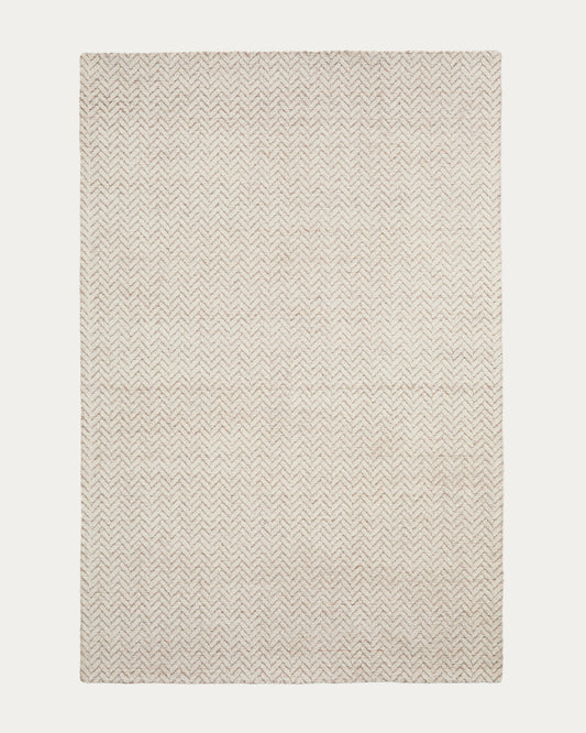 Calira beige woven jacquard wool rug 300 x 200cm