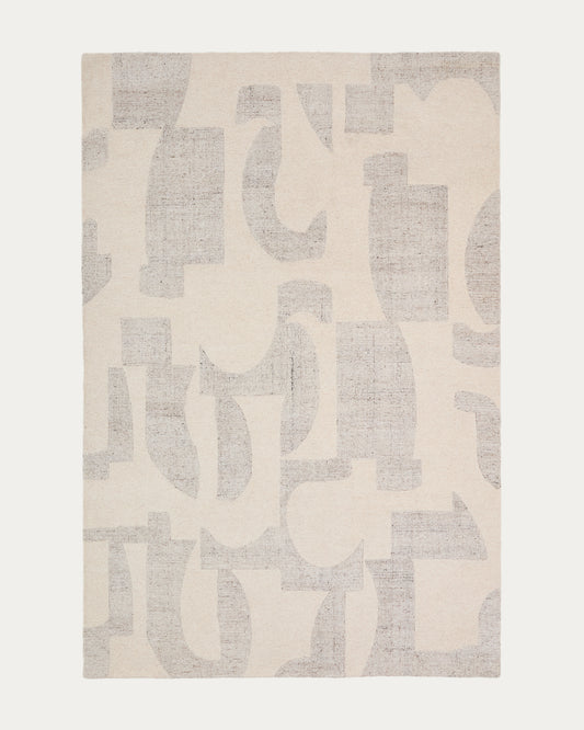Norela grey jacquard wool blend rug 300 x 200cm
