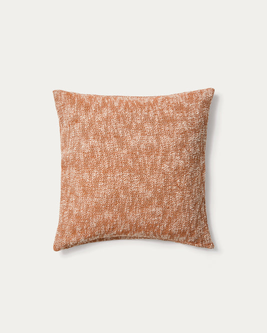 Mevia cushion cover in beige and orange linen blend 50 x 50 cm