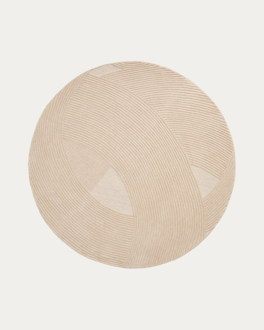 Domm beige wool rug, Ø 200 cm