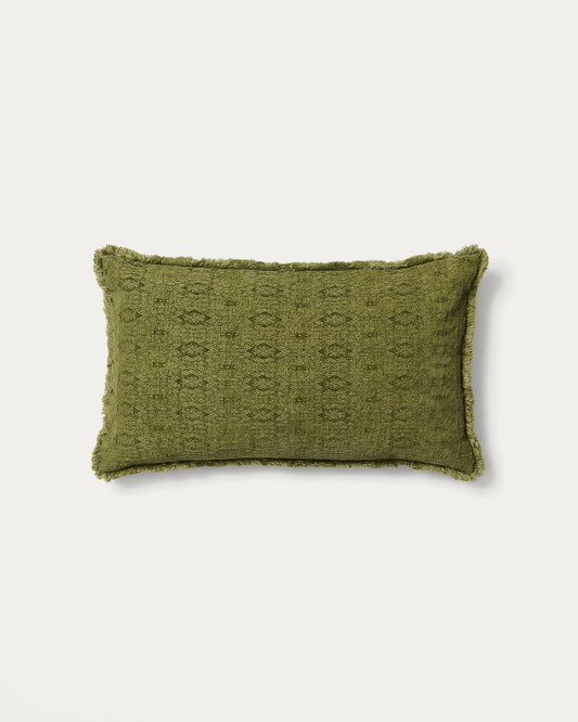 Narela cushion cover in green jacquard cotton and viscose 50 x 30 cm