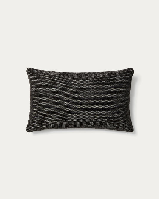 Elira wool and cotton cushion cover in black 40 x 60 cm