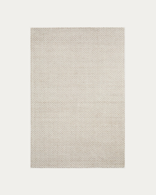 Calira beige woven jacquard wool rug 230 x 160cm