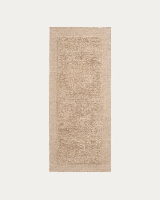 Marely beige wool runner rug 200 x 80cm