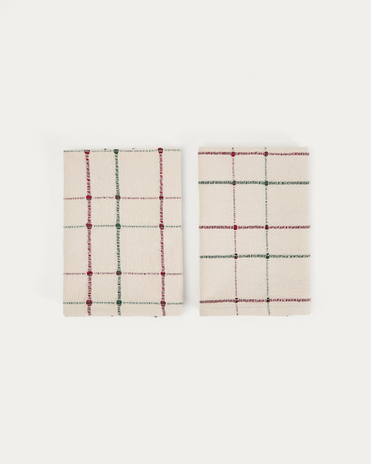 Aldelie set of 2 multicoloured 100% cotton jacquard napkins